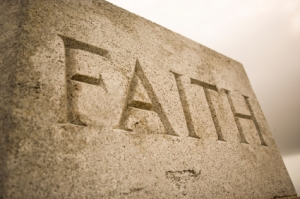Faith inscription on a granite block